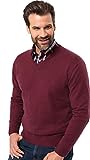 Royal Spencer Herren-Pullover mit V-Ausschnitt aus Kaschmir-Seide, Kaschmirpullover Bordeaux, toller Winterpullover, angenehm zu tragen (Gr: M - XXL)